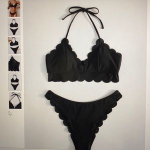 Scallop Trim Halter Bikini